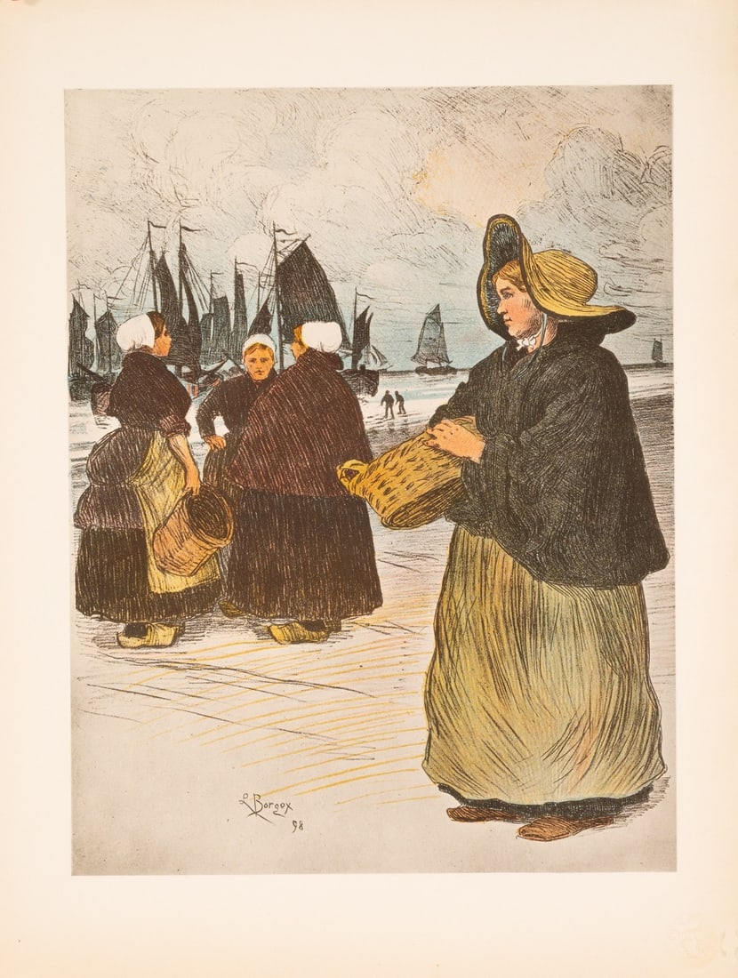 Excellent 1898 Borgex Les Sardinieres L Estampe Moderne Lithograph (1 of 3)