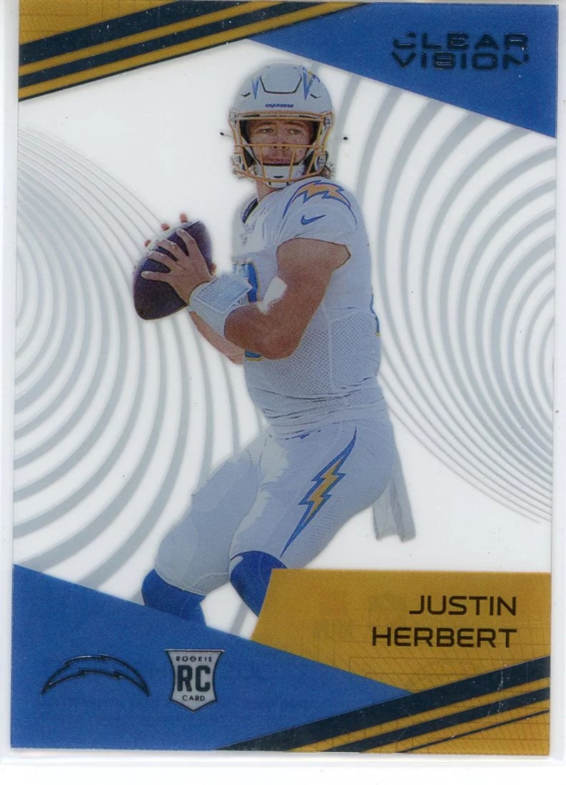 #CV-3 Justin Herbert 2020 Panini Chronicles Clear Vision Rookie Card (1 of 2)
