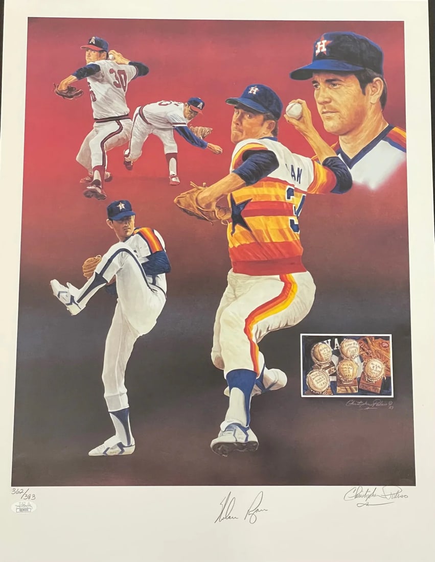 (JSA) Nolan Ryan & Christopher Paluso Signed18x24 Lithograph 362/ 383 (1 of 2)