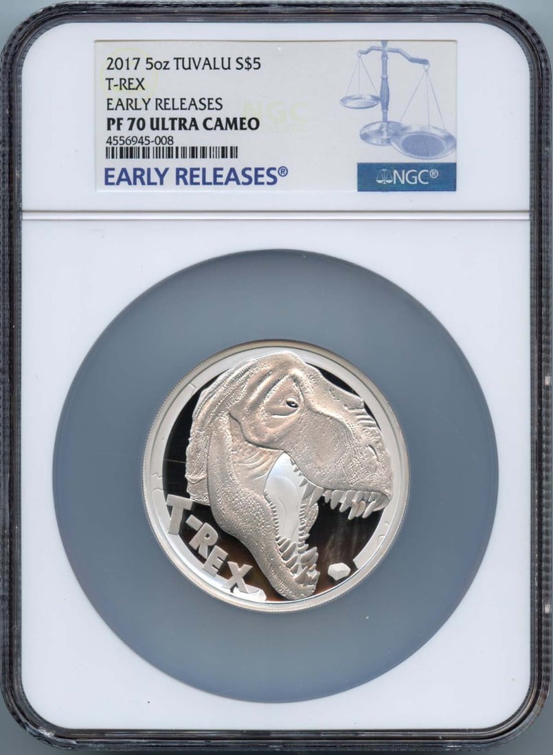 PR70DCAM 2017 5oz TUVALU T-REX EARLY RELEASES S$5 NGC (1 of 1)
