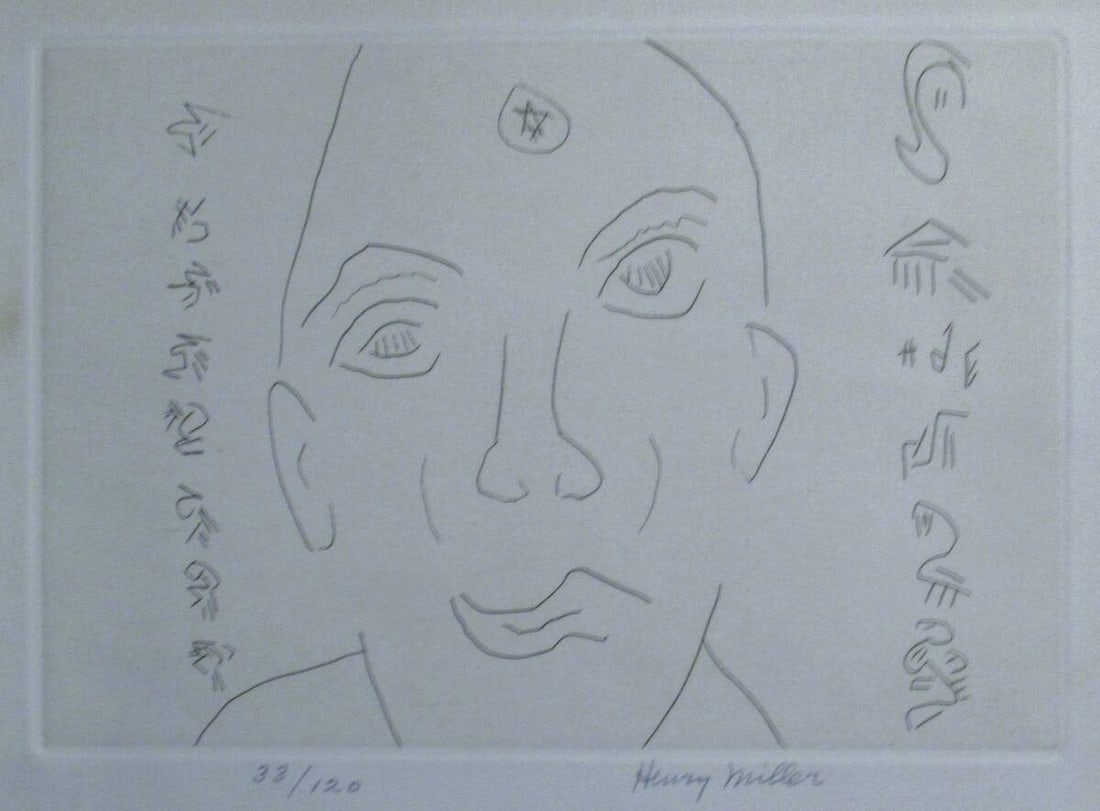 Collectible.Art Henry Miller Head Etching Signed ED 33/ 120 Sheet only Authentic (1 of 2)