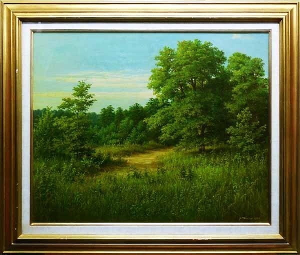 Art Jerzy Tambor Original Oil Painting Forest Path 1990 Signed Poland (1 of 9)