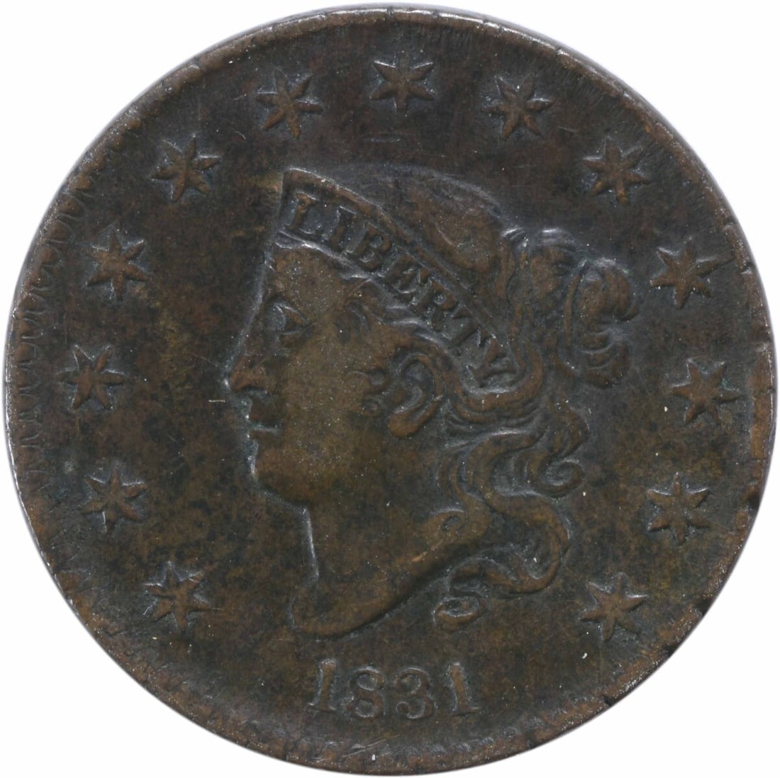 Uncertified 1831 Large Cent Large Letters VF (1 of 2)