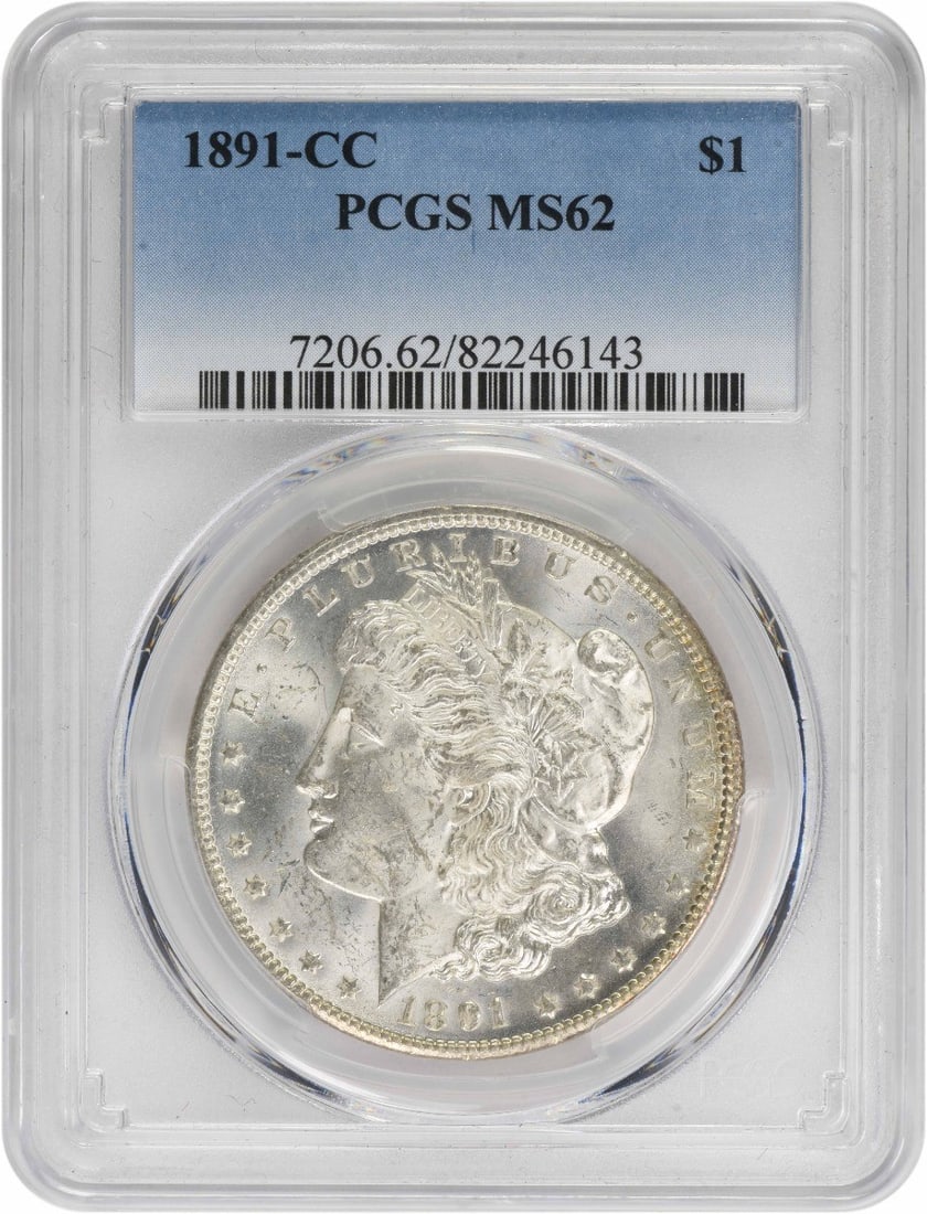 PCGS 1891-CC Morgan Silver Dollar MS62 (1 of 3)