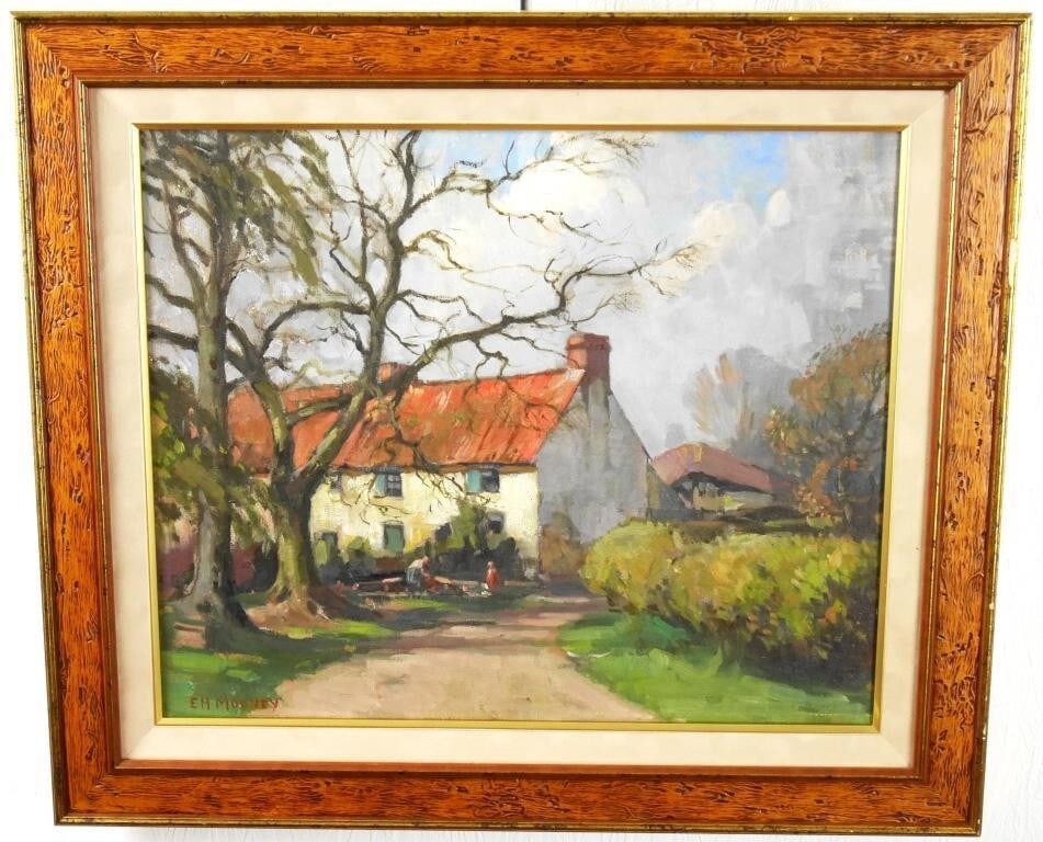 Signed Edward Hartley Mooney (UK) 'House with a Red Roof' Original Oil Painting: Signed Edward Hartley Mooney (UK) 'House with a Red Roof' Original Oil Painting This listing features Signed Edward Hartley Mooney (UK) 'House with a Red Roof' Original Oil Painting. Item specifics ar
