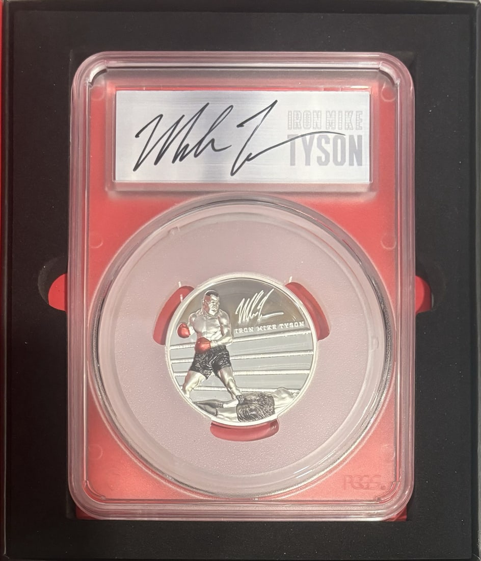 PCGS 2023 MIKE TYSON 2 OZ GEM PROOF HIGH RELIEF AUTOGRAPHED COIN (1 of 2)