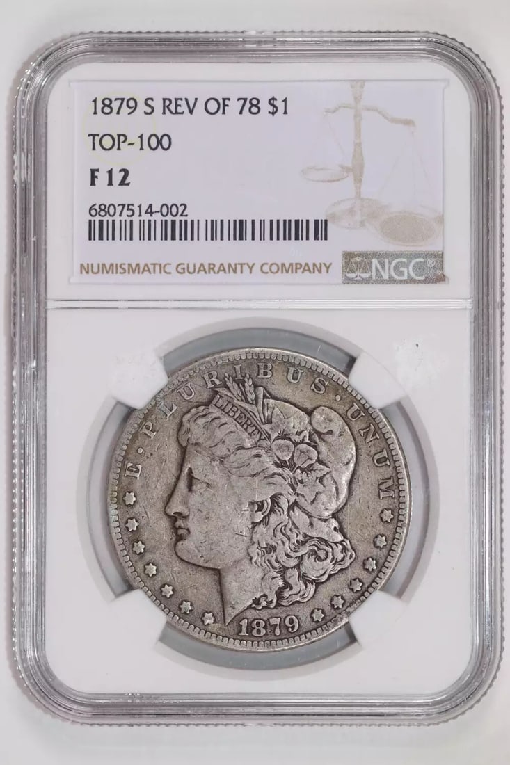 F12 1879-S REVERSE 1878 MORGAN DOLLAR NGC: F12 1879-S REVERSE 1878 MORGAN DOLLAR NGC This listing features F12 1879-S REVERSE 1878 MORGAN DOLLAR NGC. Item specifics are provided below. Item Specifics: Country Of Origin: USA Certification: NGC