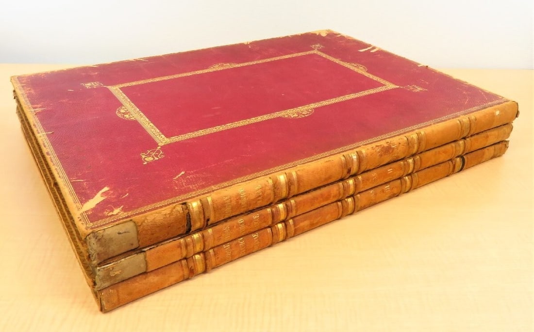 Book Samuel Lysons "Reliquiae Britannico-Romanae" 3 vols. Mosaics Roman Art Rare (1 of 10)