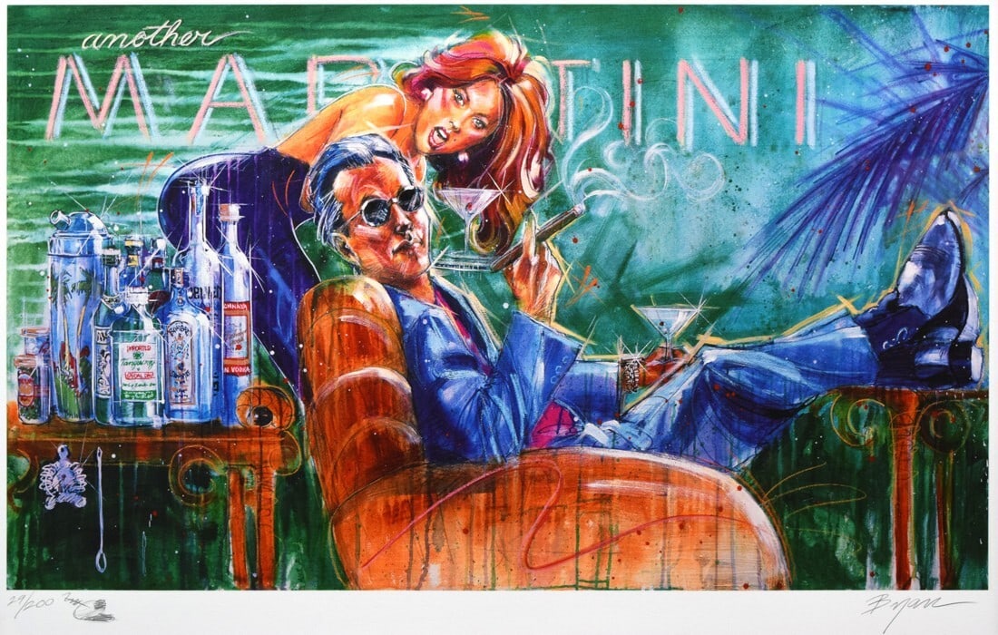 Another Martini Original Serigraph Framed Numbered - Michael Bryan - 2