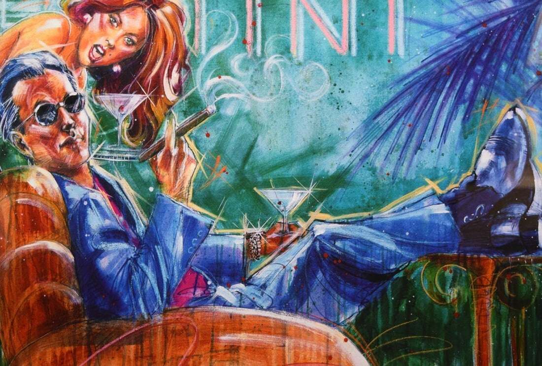 Another Martini Original Serigraph Framed Numbered - Michael Bryan - 3