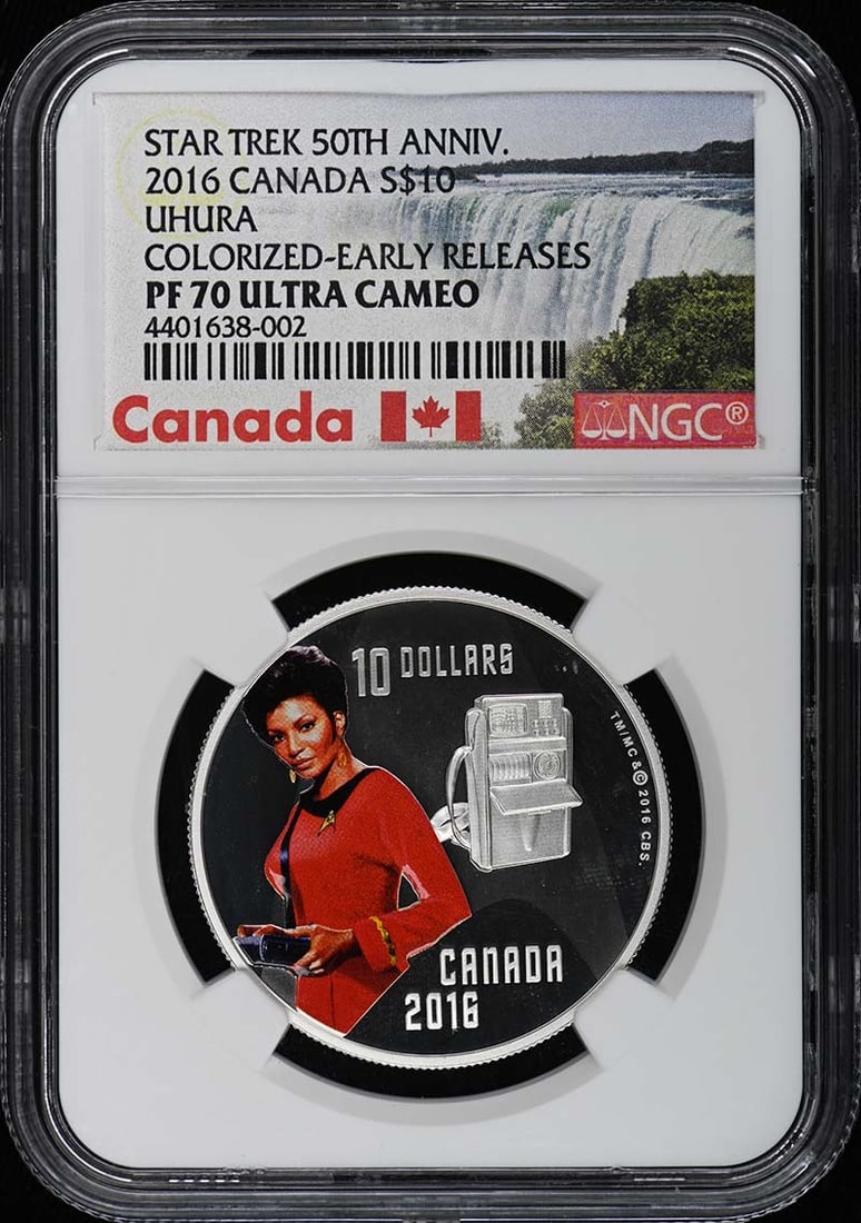 PR70DCAM 2016 CANADA UHURA COLORIZED-EARLY RELEASES S$10 NGC: PR70DCAM 2016 CANADA UHURA COLORIZED-EARLY RELEASES S$10 NGC This listing features PR70DCAM 2016 CANADA UHURA COLORIZED-EARLY RELEASES S$10 NGC. Item specifics are provided below. Item Specifics: Circ