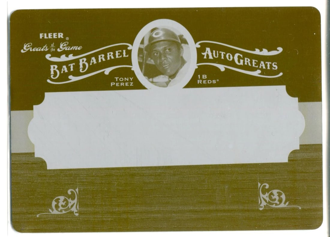 1 Tony Perez 2006 Fleer Greats of the Game Yellow Printing Plate 1/: 1 Tony Perez 2006 Fleer Greats of the Game Yellow Printing Plate 1/ This listing features 1 Tony Perez 2006 Fleer Greats of the Game Yellow Printing Plate 1/. Item specifics are provided below. Item S