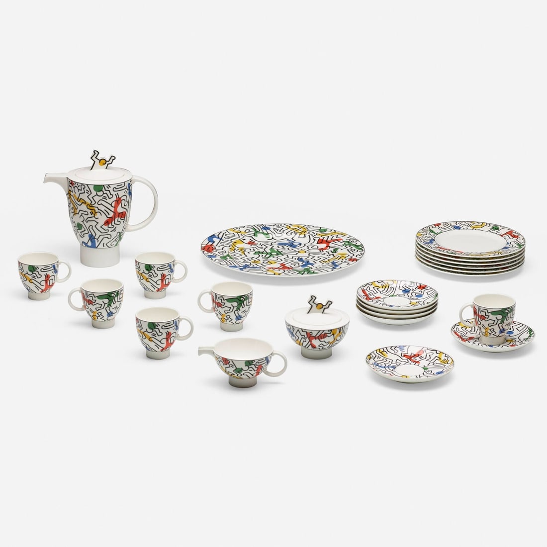 COA Keith Haring Spirit of Art tea service 1991 Villeroy & Boch glazed china (1 of 4)