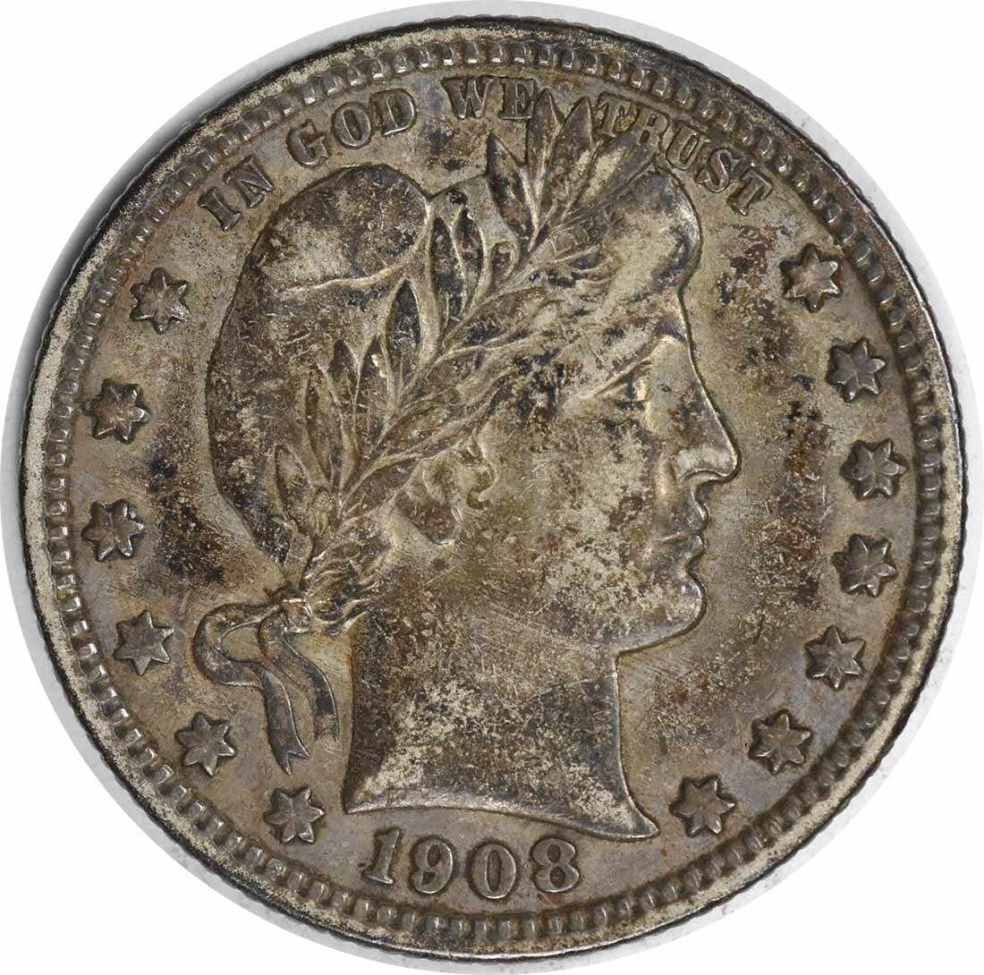 Uncertified 1908-S Barber Silver Quarter EF (1 of 2)