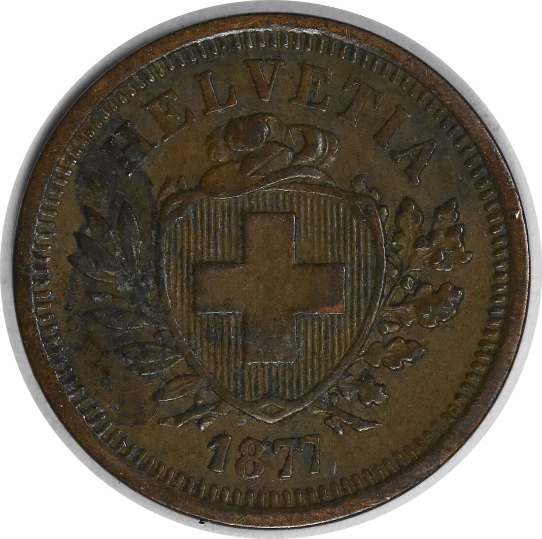 Uncertified 1877 B Switzerland 1 Rappen KM3.1 EF (1 of 2)