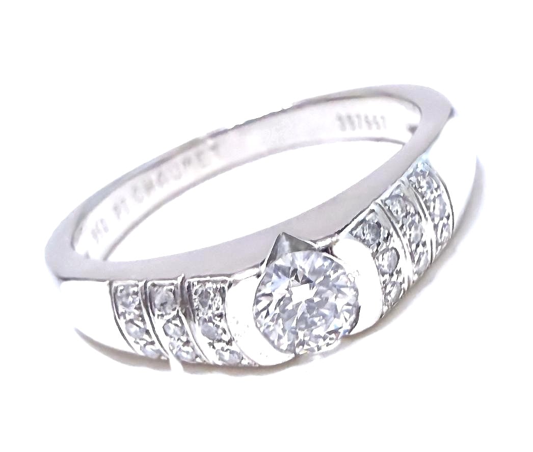 Paper Chaumet Fidelite Diamond 0.30ct VS1 Platinum 950 Ring US7.5 EU55.5 w/ Box (1 of 15)