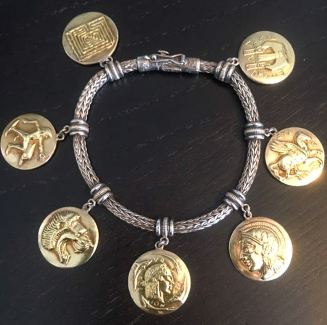 49grams Vintage Ilias Lalaounis Sterling Silver 925 Medal Heavy Bracelet Bangle (1 of 8)