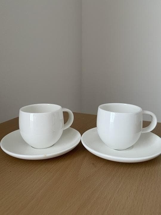 Tableware Alessi All-Time Moka Cup & Saucer Pair Set Of 2 White Ceramic (1 of 4)