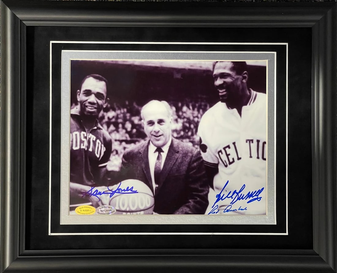 Framed Bill Russell Sam Jones & Red Auerbach Autographed 10000 Points 8x10 Photo (1 of 1)