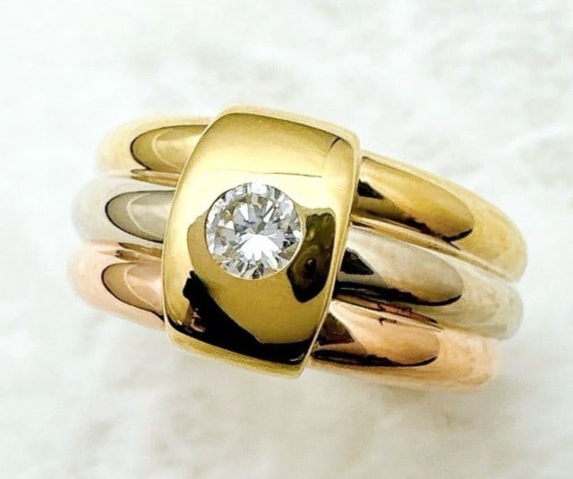 50 Cartier Trinity Three Gold Diamond 18k Yellow White Rose Gold Wide Ring Size (1 of 6)
