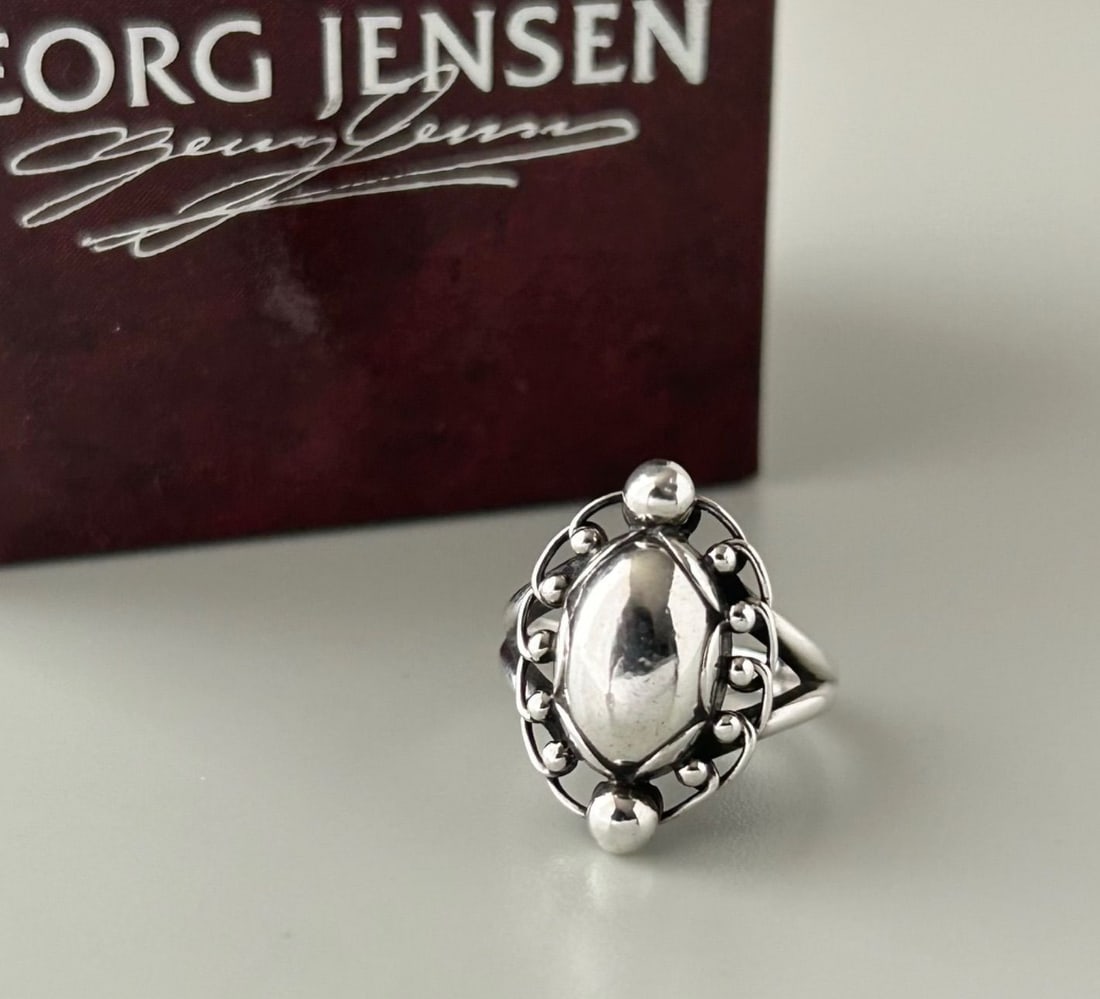 Rare Georg Jensen No.21 Sterling Silver Ring US5.5 in (1 of 16)