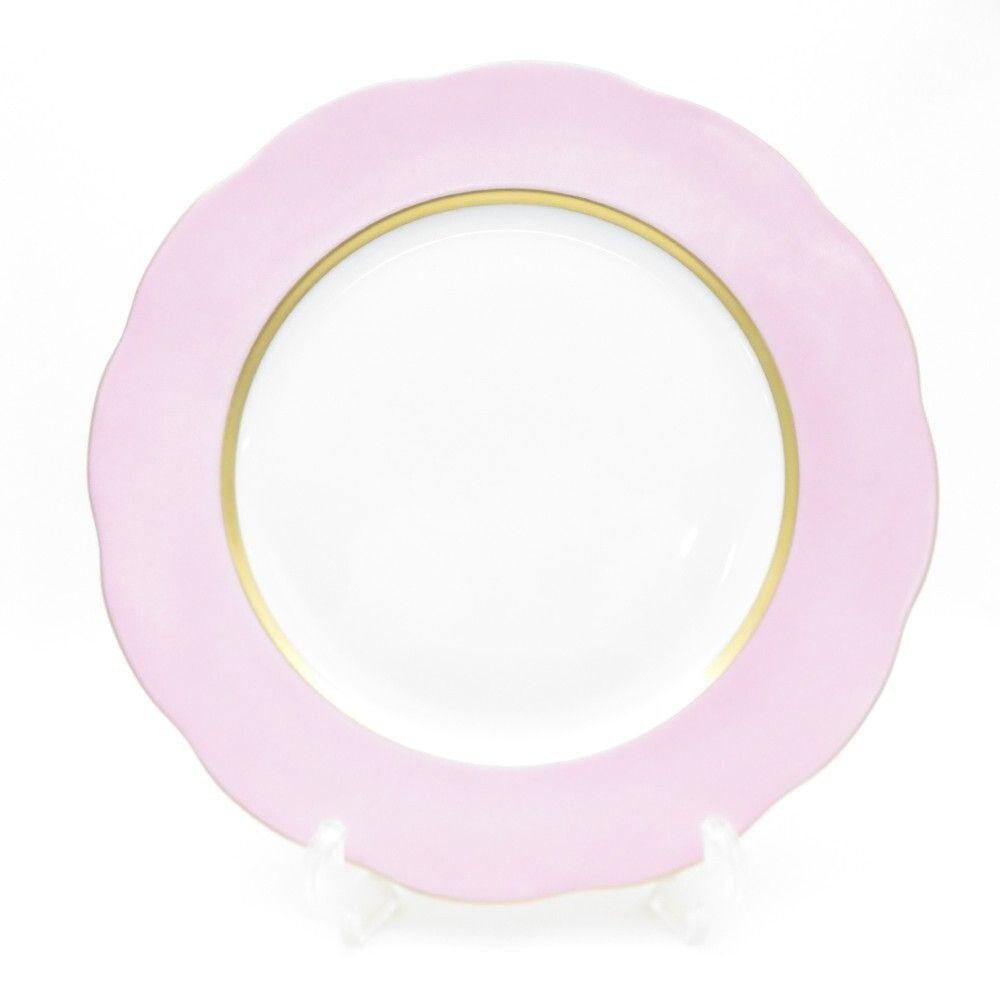 Hungary Herend Silk Ribbon Serving Plate 11" 28cm Pink Edge Porcelain Charger (1 of 7)