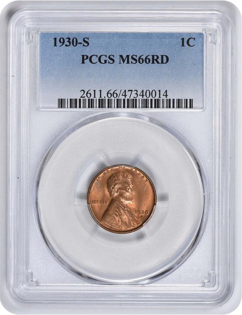PCGS 1930-S Lincoln Cent MS66RD (1 of 2)