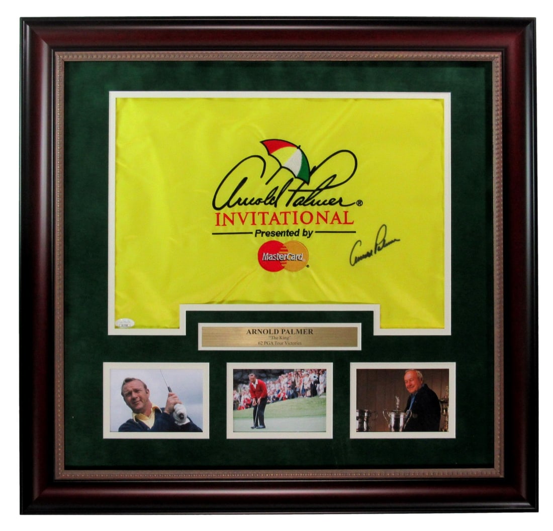 891 Arnold Palmer Signed/ Auto Arnold Palmer Invitational Pin Flag Framed JSA LOA (1 of 4)