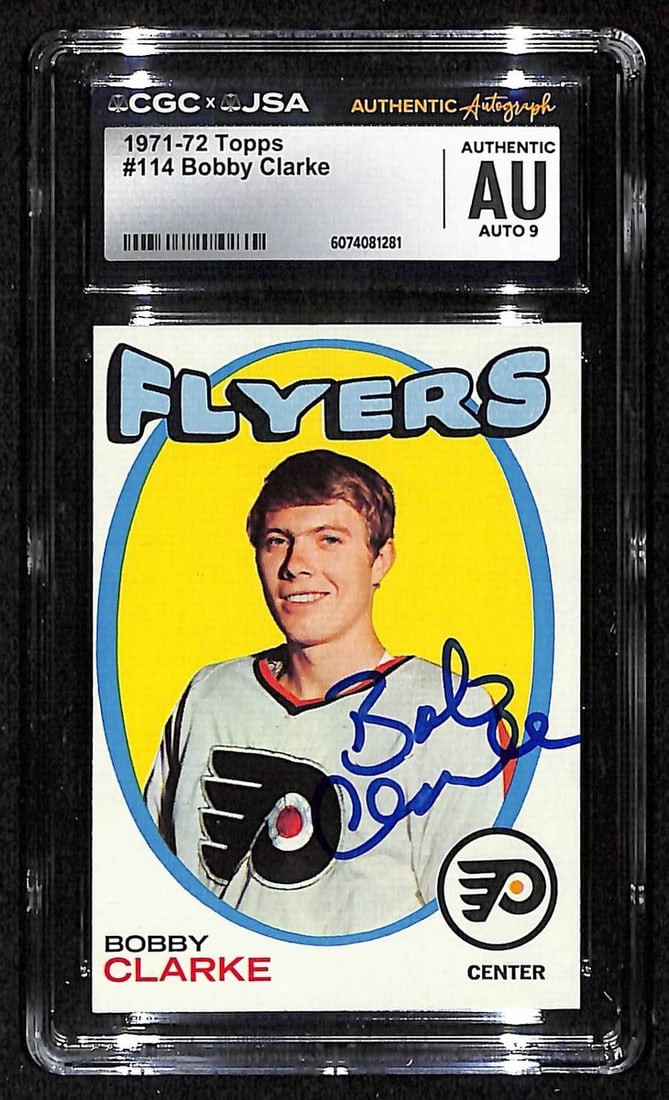 200878 Bobby Clarke HOF Signed/ Auto 1971-72 TOPPS Card #114 Flyers CGC/ JSA (1 of 1)