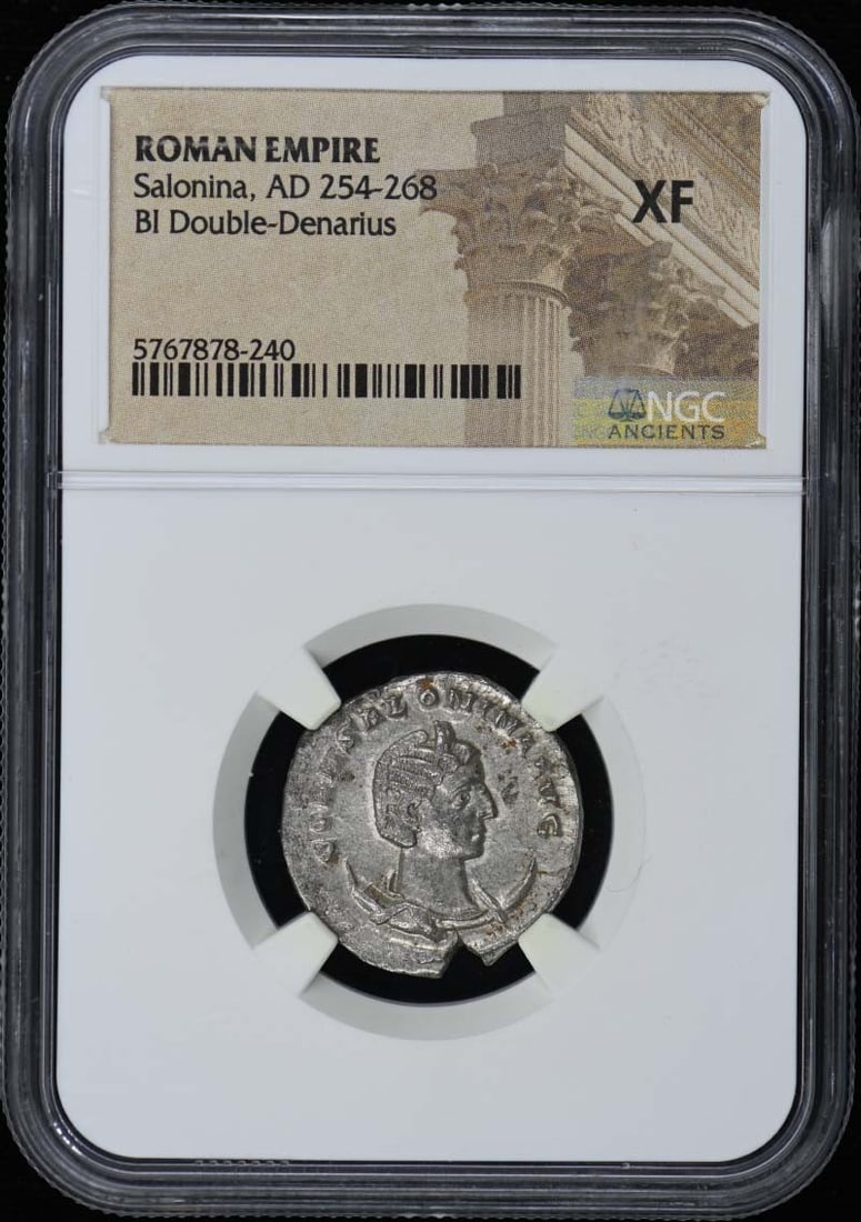 AD 254-268 ROMAN EMPIRE BI Double-Denarius NGC XF - Salonina: AD 254-268 ROMAN EMPIRE BI Double-Denarius NGC XF - Salonina This listing features AD 254-268 ROMAN EMPIRE BI Double-Denarius NGC XF - Salonina. Item specifics are provided below. Item Specifics: Cert