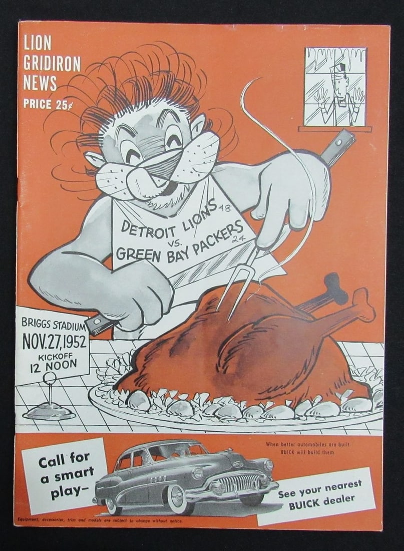 1952 Lions vs. Green Bay Packers Football Game Program 195499 - November 27: 1952 Lions vs. Green Bay Packers Football Game Program 195499 - November 27 This listing features 1952 Lions vs. Green Bay Packers Football Game Program 195499 - November 27. Item specifics are
