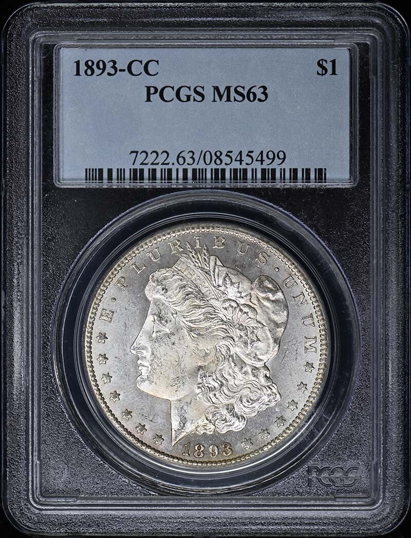 MS63 1893-CC $1 Morgan Dollar PCGS: MS63 1893-CC $1 Morgan Dollar PCGS This listing features MS63 1893-CC $1 Morgan Dollar PCGS. Item specifics are provided below. Item Specifics: Certification: PCGS Certification Number: 8545499-1