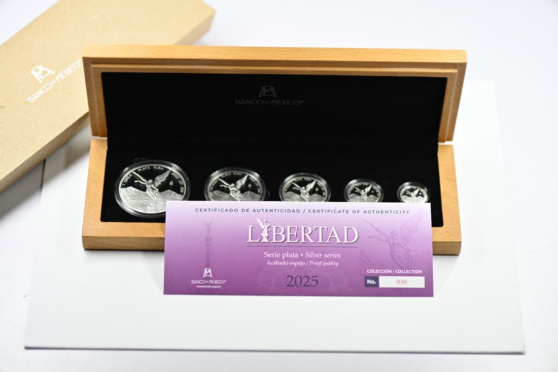 #30 2025 Mo Mexico 5-Coin Silver Libertad Proof Set LOW Mintage 150 Box COA: #30 2025 Mo Mexico 5-Coin Silver Libertad Proof Set LOW Mintage 150 Box COA This listing features #30 2025 Mo Mexico 5-Coin Silver Libertad Proof Set LOW Mintage 150 Box COA. Item specifics are