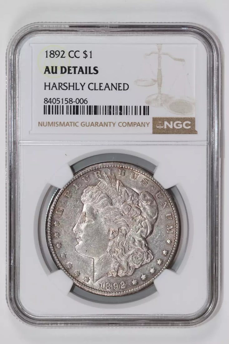 DETAILS 1892-CC MORGAN DOLLAR NGC AU: DETAILS 1892-CC MORGAN DOLLAR NGC AU This listing features DETAILS 1892-CC MORGAN DOLLAR NGC AU. Item specifics are provided below. Item Specifics: Country Of Origin: USA Certification: NGC Compositio