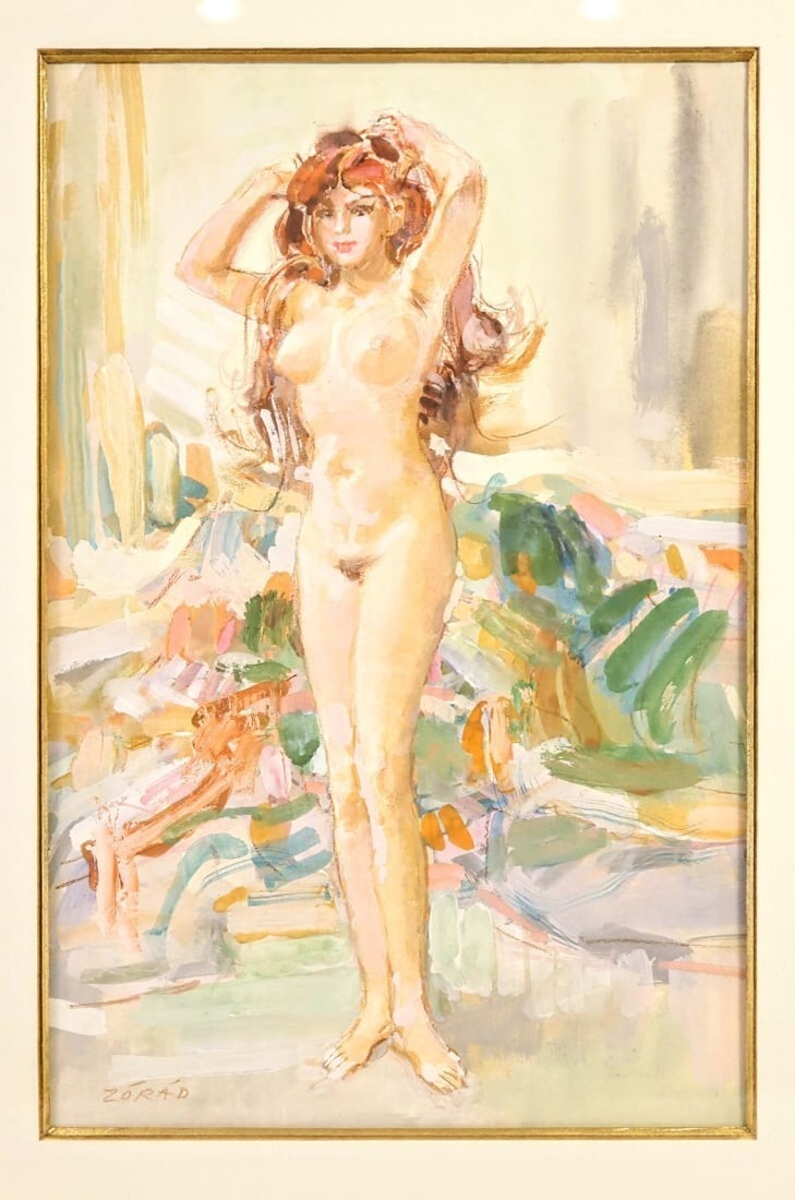 Rare Hungary Artist - Erno Zorad "Relaxation" Signed Watercolor Nude Painting: Rare Hungary Artist - Erno Zorad "Relaxation" Signed Watercolor Nude Painting This listing features Rare Hungary Artist - Erno Zorad "Relaxation" Signed Watercolor Nude Painting. Item specifics are pr
