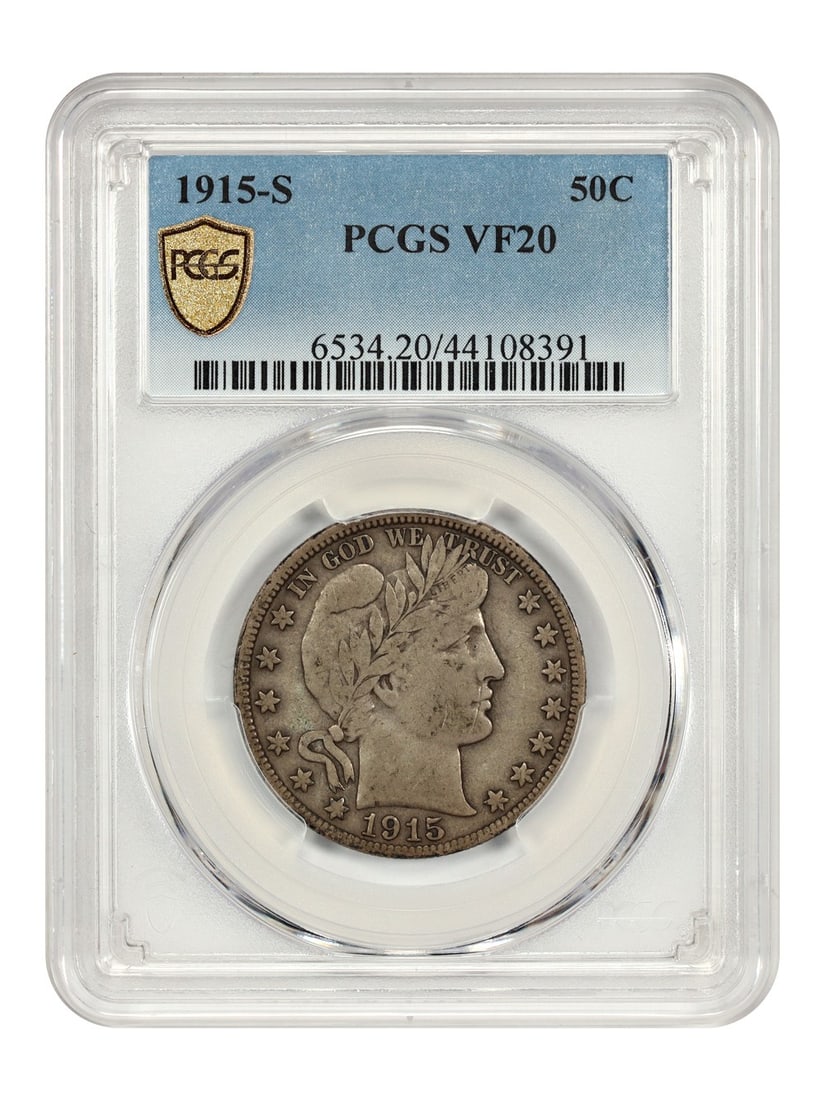 Barber Half Dollar - 1915-S 50C PCGS VF20: Barber Half Dollar - 1915-S 50C PCGS VF20 This listing features Barber Half Dollar - 1915-S 50C PCGS VF20. Item specifics are provided below. Item Specifics: Certification: PCGS Certification