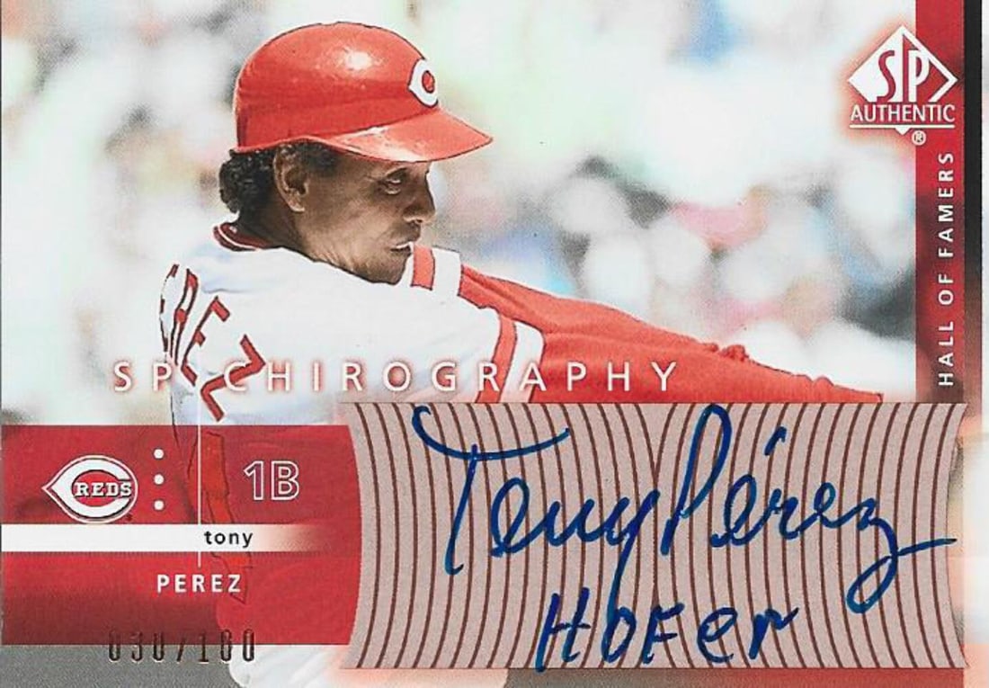100 Tony Perez Autographed SP Authentic Card #30/: 100 Tony Perez Autographed SP Authentic Card #30/ This listing features 100 Tony Perez Autographed SP Authentic Card #30/. Item specifics are provided below. Item Specifics: Country Of Origin: United