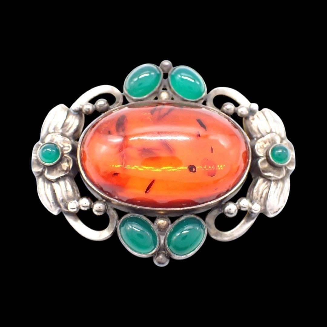 Rare Georg Jensen No.78 Amber and Green Agate Pin Brooch Sterling Silver in: Rare Georg Jensen No.78 Amber and Green Agate Pin Brooch Sterling Silver in This listing features Rare Georg Jensen No.78 Amber and Green Agate Pin Brooch Sterling Silver in. Item specifics are