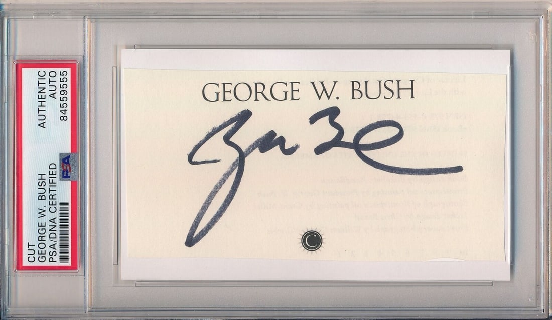 DNA George W. Bush Autographed Cut on 3x5 Index Card PSA/ (1 of 2)