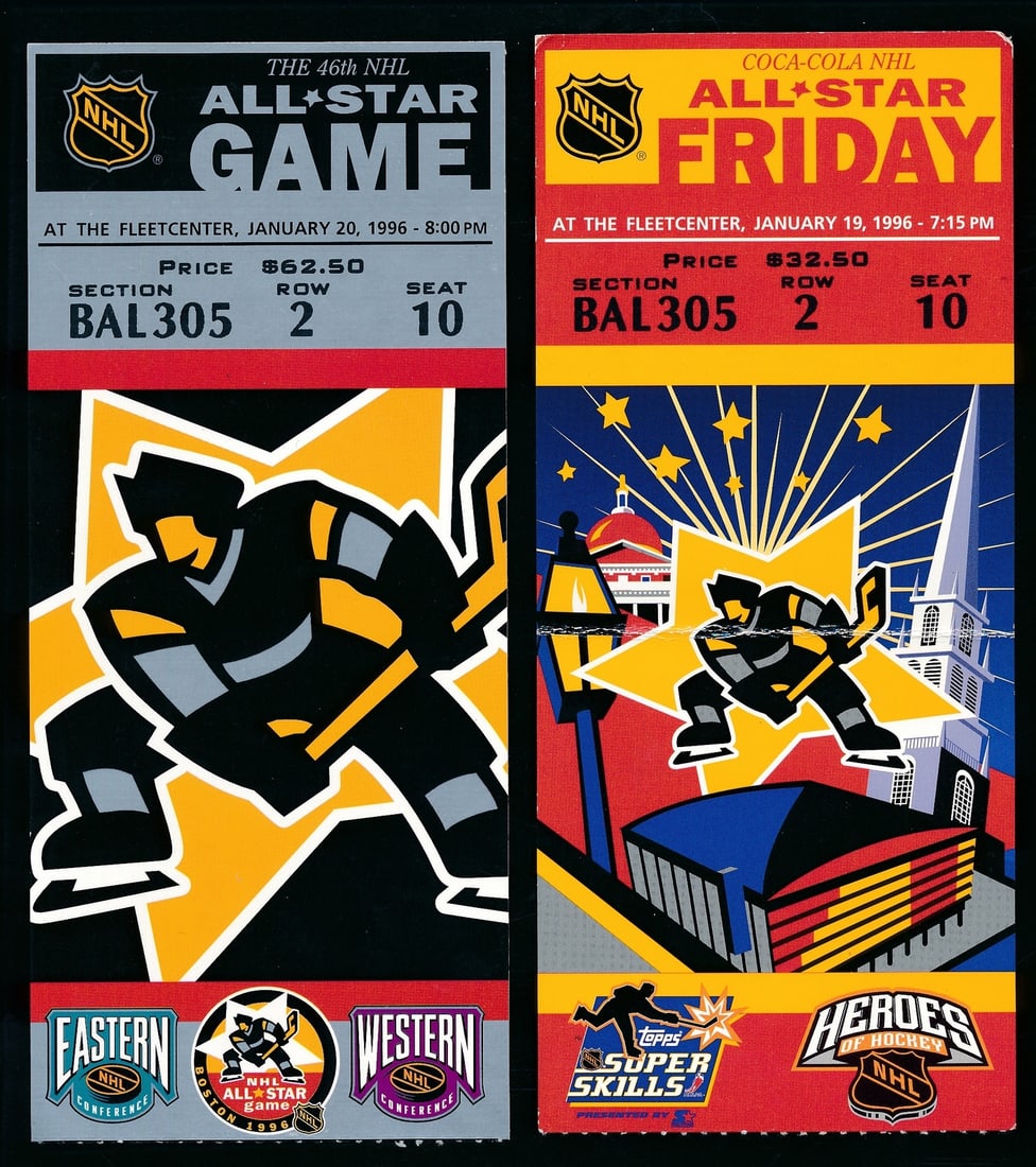 1996) 181442 - Lot of (2) NHL All-Star Game Ticket Stubs (1992: 1996) 181442 - Lot of (2) NHL All-Star Game Ticket Stubs (1992 This listing features 1996) 181442 - Lot of (2) NHL All-Star Game Ticket Stubs (1992. Item specifics are provided below. Item