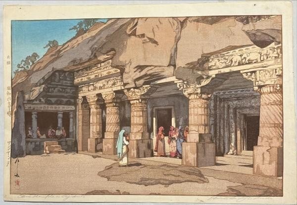 Art Hiroshi Yoshida Ajanta Woodblock Print 1931 Sheet Only Pencil signed Rare (1 of 1)