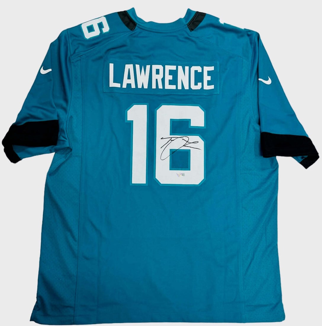 (Fanatics) Trevor Lawrence Jacksonville Jaguars signed Nike Teal Jersey: (Fanatics) Trevor Lawrence Jacksonville Jaguars signed Nike Teal Jersey This listing features (Fanatics) Trevor Lawrence Jacksonville Jaguars signed Nike Teal Jersey. Item specifics are provided
