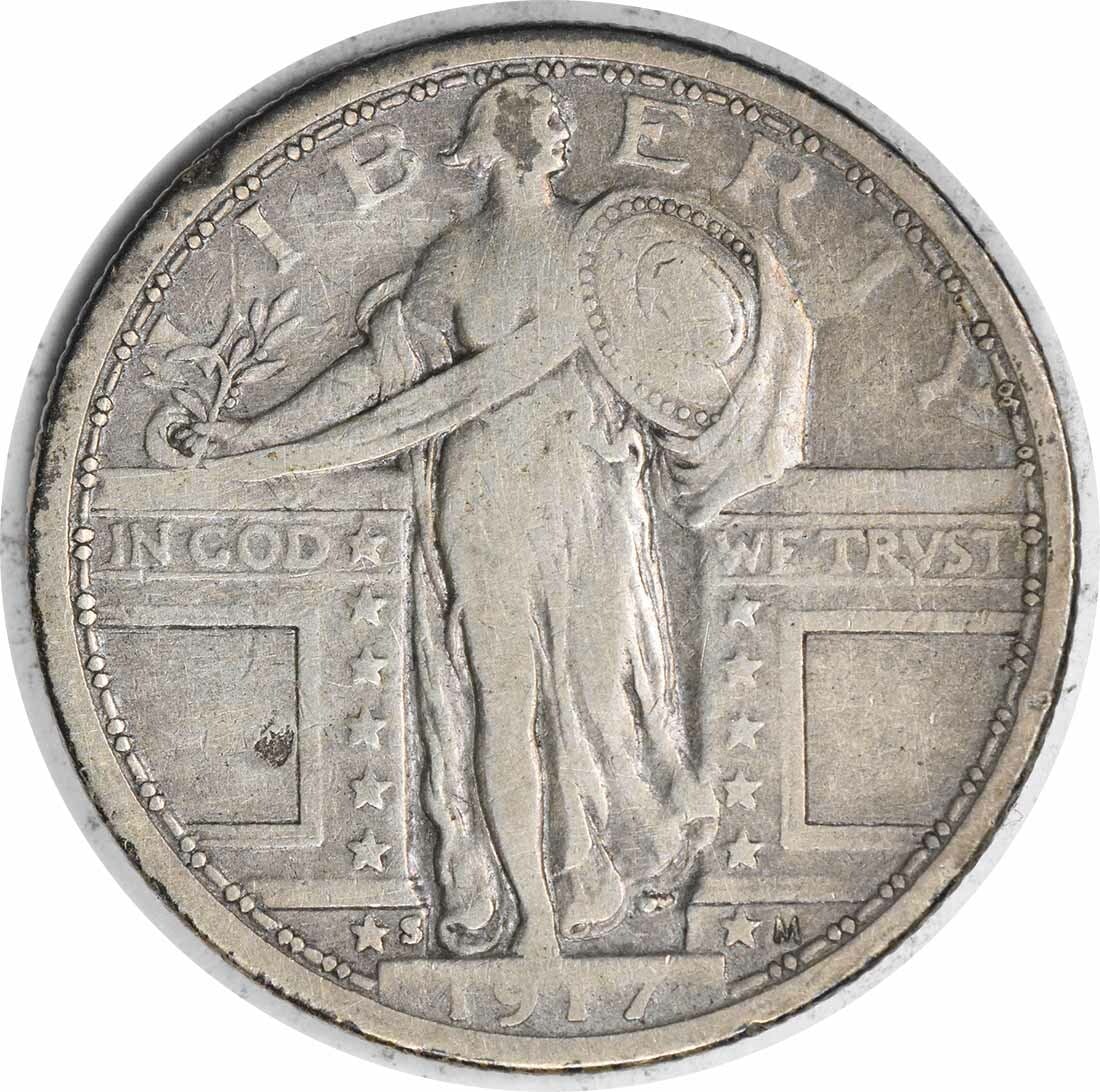 Uncertified 1917-S Standing Liberty Silver Quarter Type 1 VF (1 of 2)