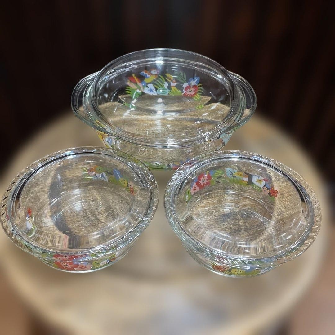 Collectible Pyrex Tropical Retro Pop Glass Cooking set Iwaki Glass Rare Vintage (1 of 13)