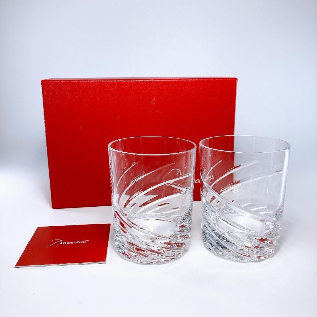 Drinkware Baccarat Intangible Spin set Of 2 Rockl glasses Crystal Clear France (1 of 17)