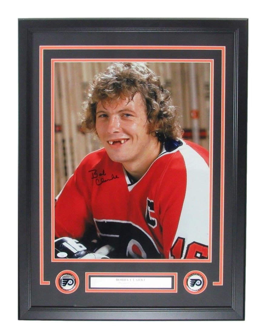 JSA Bobby Clarke HOF Autographed 16x20 Photo Philadelphia Flyers Framed: JSA Bobby Clarke HOF Autographed 16x20 Photo Philadelphia Flyers Framed This listing features JSA Bobby Clarke HOF Autographed 16x20 Photo Philadelphia Flyers Framed. Item specifics are provided