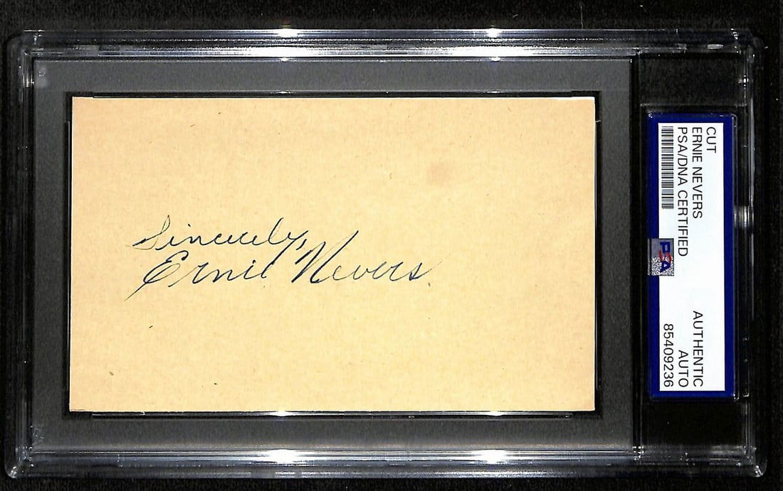 194215 Ernie Nevers HOF Signed/ Inscr Cut on 3x5 Index Card Eskimos PSA/ DNA (1 of 1)