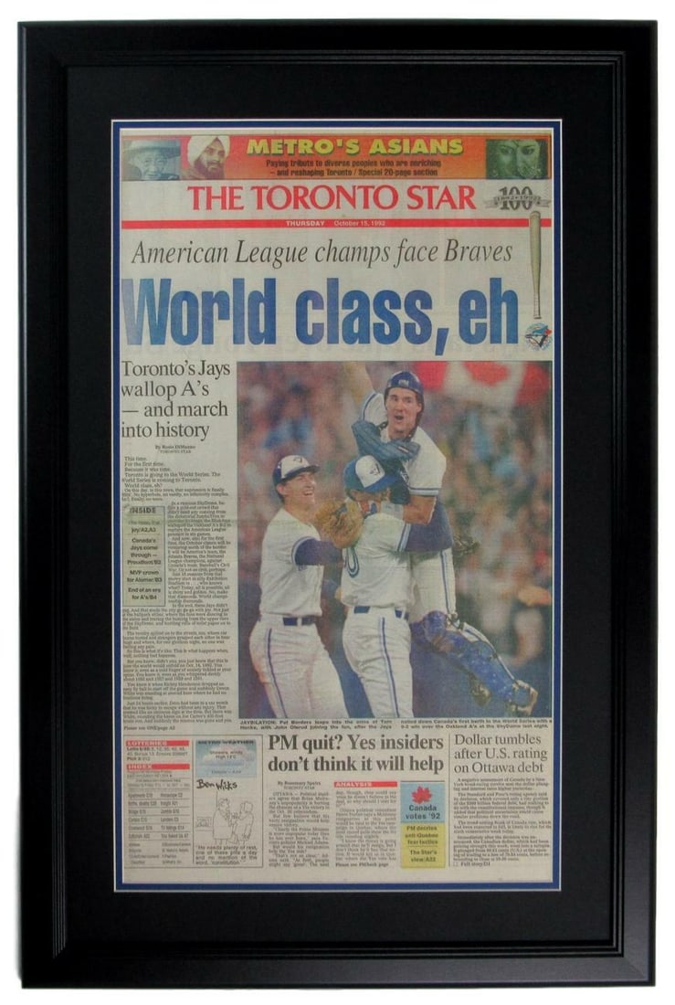 152288 Toronto Star Blue Jays 1992 American League Champs Newspaper Framed (1 of 1)