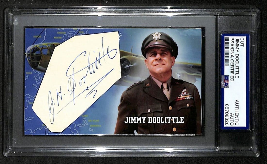 BA203723 Jimmy Doolittle Autographed/ Signed Cut 3x5 Custom Card PSA/ DNA Pilot (1 of 1)