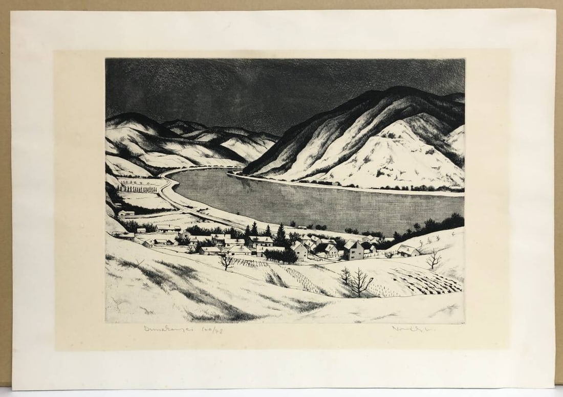 ED100 Lajos Novak Dunakanyar Original Etching Hand-Signed Hungarian Landscape (1 of 10)